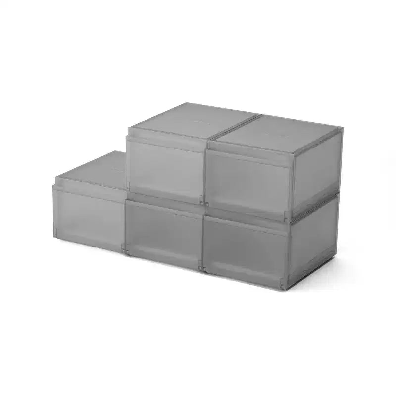 Lot de 6 boîtes à chaussures de qualité supérieure avec tiroir coulissant : Cadre en polypropylène, blanc cassé, peut contenir 6 paires