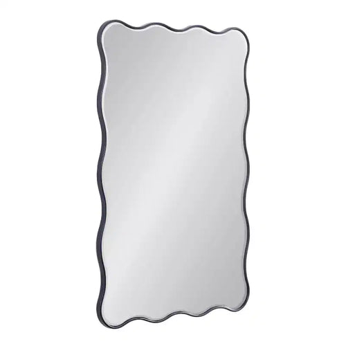 Kate & Laurel All Things Decor 24"X36" Viona Rectangle Scalloped Mirror Navy Blue