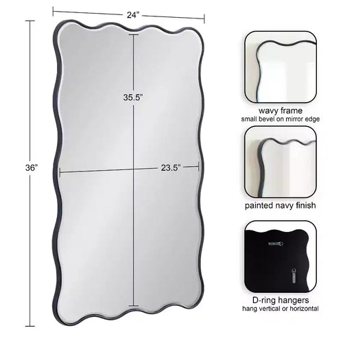 Miroir rectangulaire festonné Viona 24"X36" bleu marine