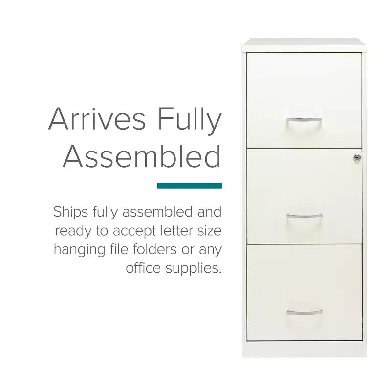Classeur vertical intelligent à 3 tiroirs de 45,7 cm de profondeur, largeur lettre, blanc perle