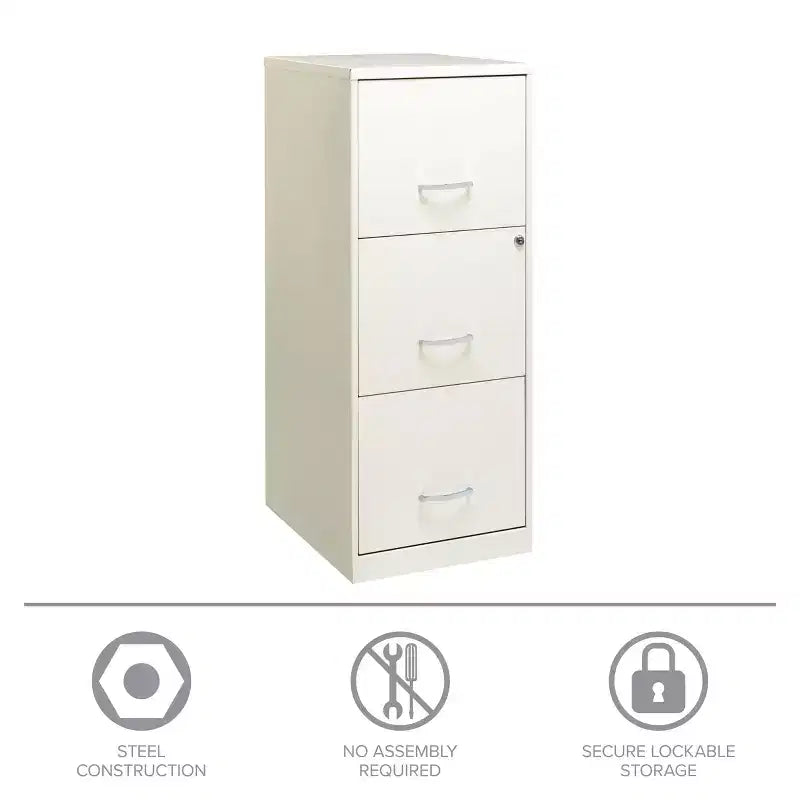Classeur vertical intelligent à 3 tiroirs de 45,7 cm de profondeur, largeur lettre, blanc perle