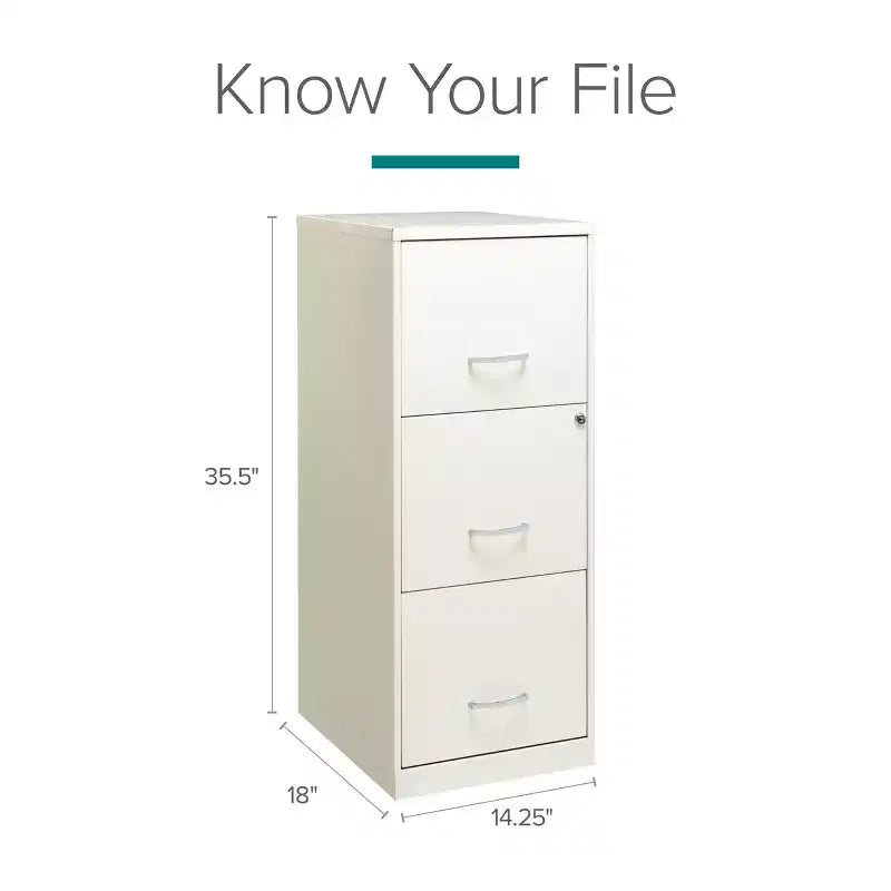 Classeur vertical intelligent à 3 tiroirs de 45,7 cm de profondeur, largeur lettre, blanc perle