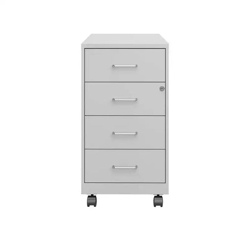 Space Solutions 18" Deep 4 Drawer Metal Mobile Organizer with 4 Box Drawer Locking Arctic Silver
