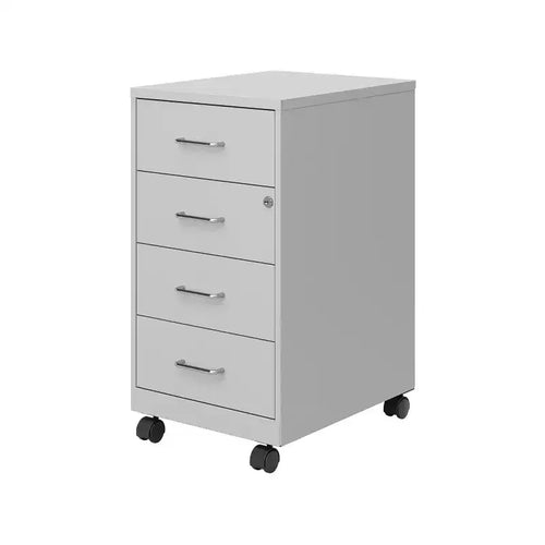 Meuble de rangement mobile en métal à 4 tiroirs de 45,7 cm de profondeur avec 4 tiroirs-caissons verrouillables, couleur Argent Arctique