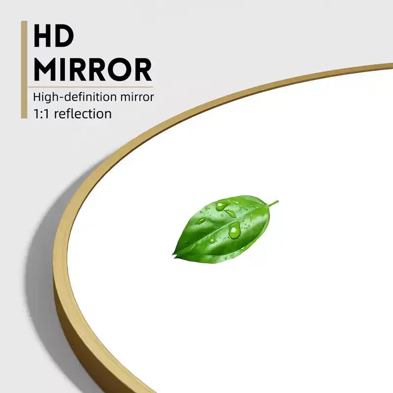 Miroir Suspendu Doré en Alliage d'Aluminium à Bord Mince, en Forme d'Arc à Angle Droit, 96*66*2.8cm (Installation Double-Face)