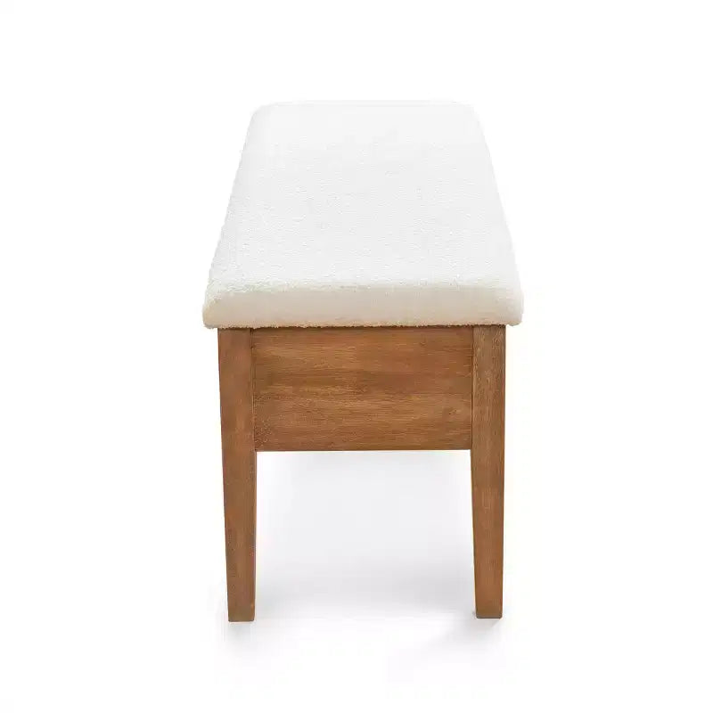Banc de rangement rembourré avec pieds en bois massif