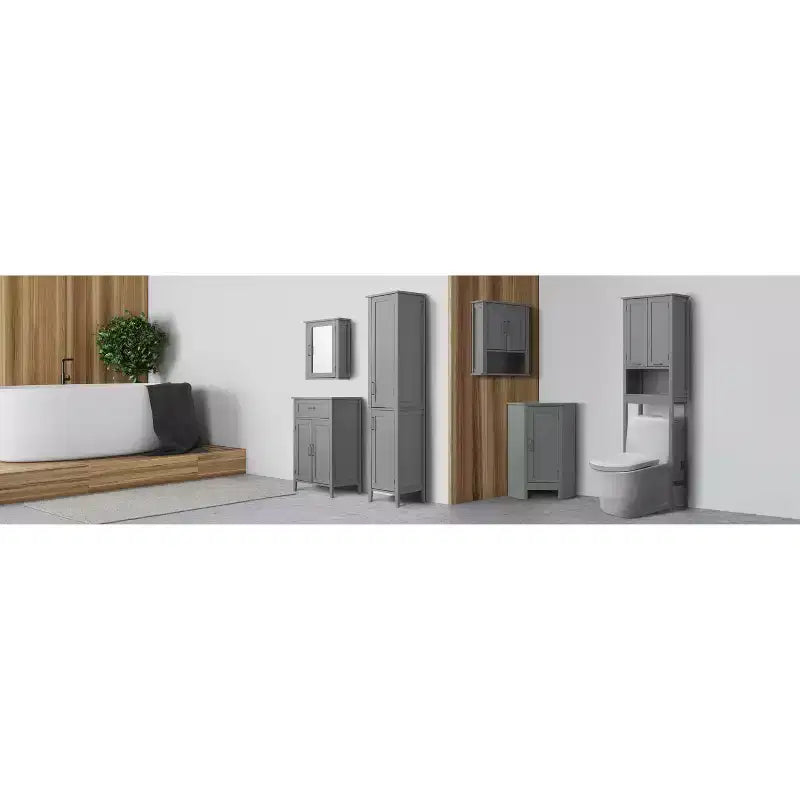 Meuble de salle de bain en bois Mercer, meuble bas de rangement avec tiroir, gris