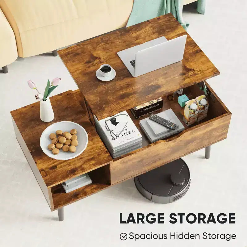 Table basse - Plateau relevable avec rangement pour le salon