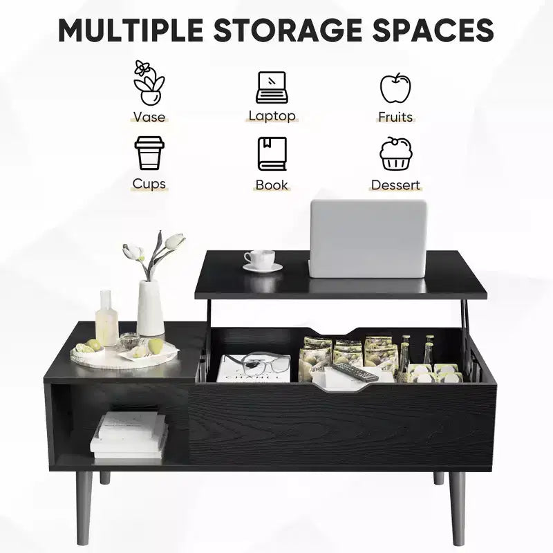 Table basse - Plateau relevable avec rangement pour le salon