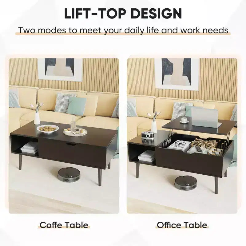 Table basse - Plateau relevable avec rangement pour le salon
