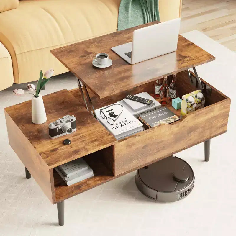 Table basse - Plateau relevable avec rangement pour le salon