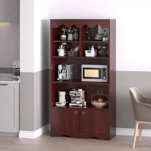 Bibliothèque en bois à 5 niveaux, 63 pouces de haut, meuble de rangement, bibliothèque autoportante, bureau à domicile, salle d'étude, cuisine