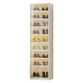 9 Tier Foldable Shoe Rack Organizer, Collapsible Shoe Storage Cabinet with Lids and Magnetic Clear Door , Shoes Storage Boxes for Hallway
