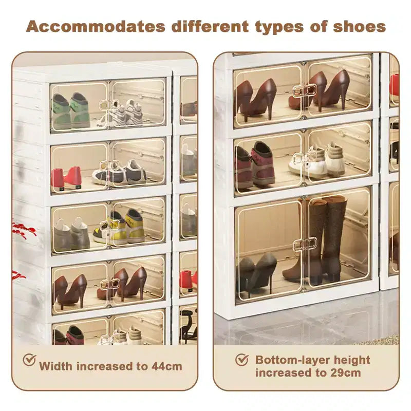 Organisateur range-chaussures pliable à 9 niveaux, meuble de rangement à chaussures pliable avec couvercles et porte transparente magnétique, boîtes de rangement à chaussures pour couloir