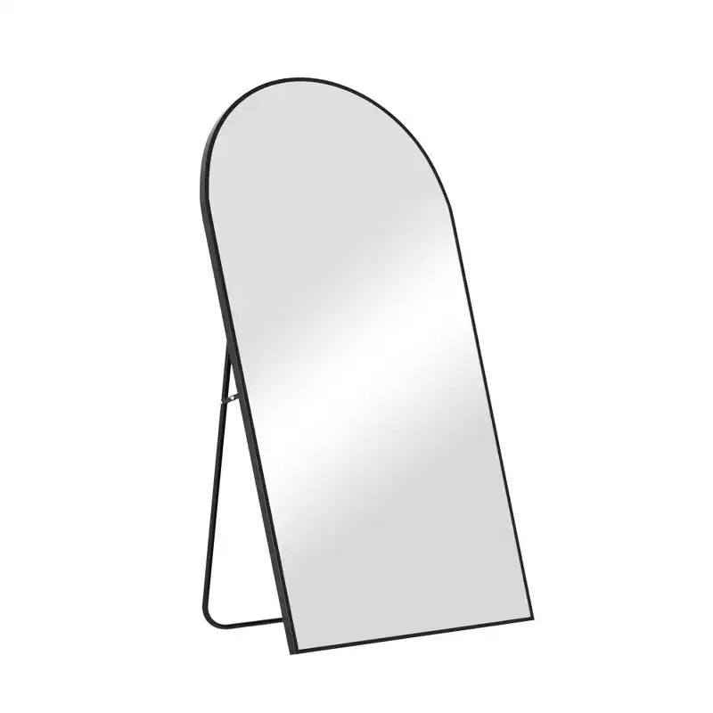 Miroir sur pied plein corps arqué de 39 po L x 71 po H, cadre métallique, grand miroir mural et miroir de sol en noir