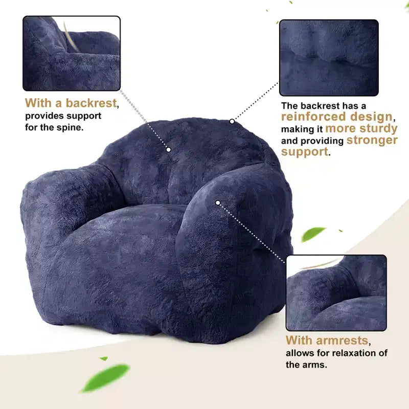 Grand pouf extra large pour chambre à coucher et salon, bleu