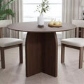 PexFix 42 x42 Solid Wood Round Dining Table with Walnut Finish and Elegant Arched Legs for Modern Dining Rooms & Kitchens