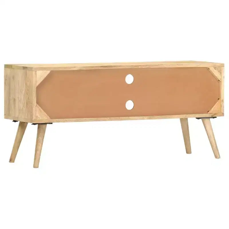 Meuble TV en bois de manguier naturel avec accents noirs