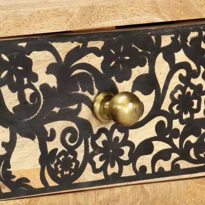 Meuble TV en bois de manguier naturel avec accents noirs