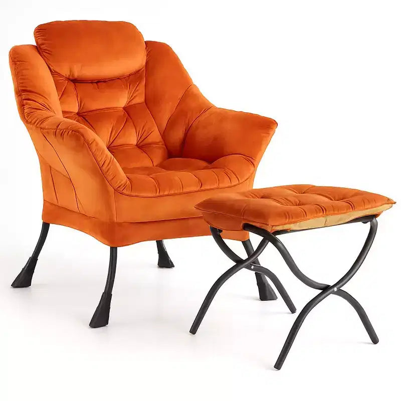 Fauteuil paresseux avec pouf, Fauteuil d'appoint moderne, Fauteuil de salon avec repose-pieds, Fauteuil de lecture avec poche latérale pour salon