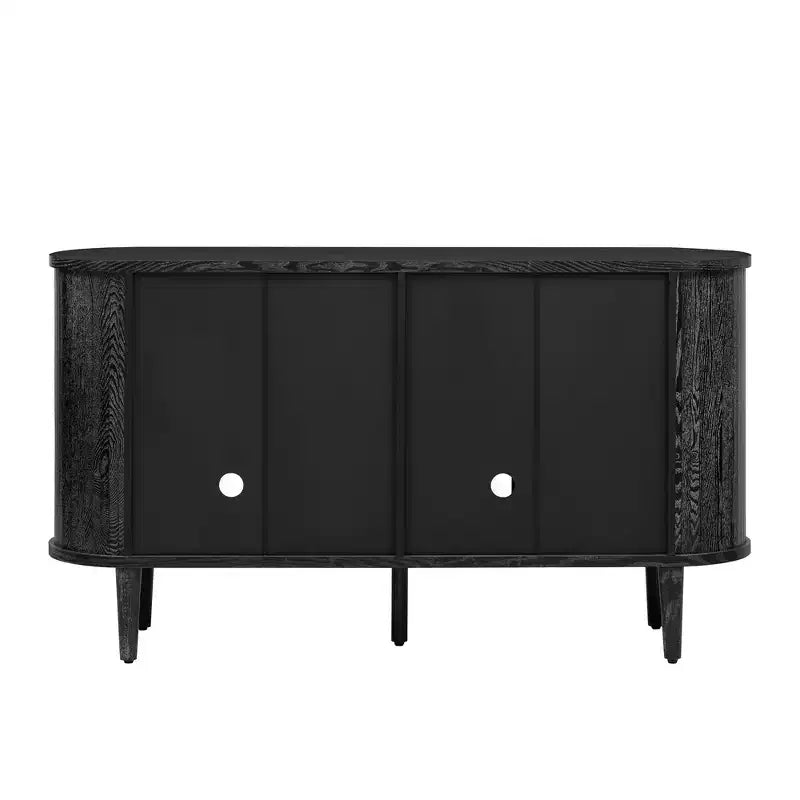 Buffet de Rangement en Bois avec Portes Vitrées et Étagères Réglables pour Salon et Cuisine, Noir