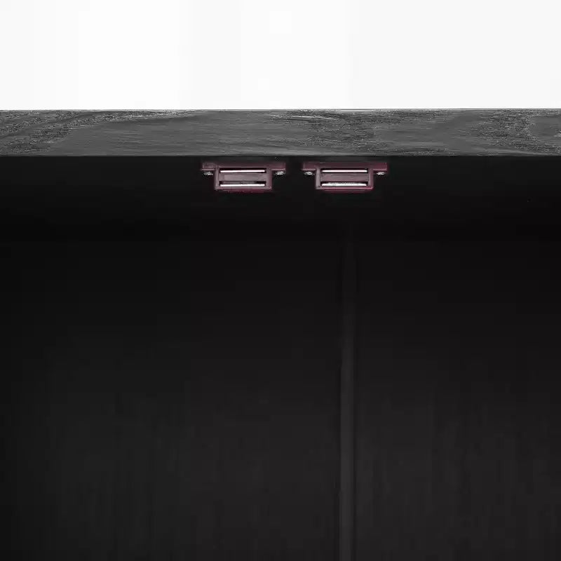 Buffet de Rangement en Bois avec Portes Vitrées et Étagères Réglables pour Salon et Cuisine, Noir