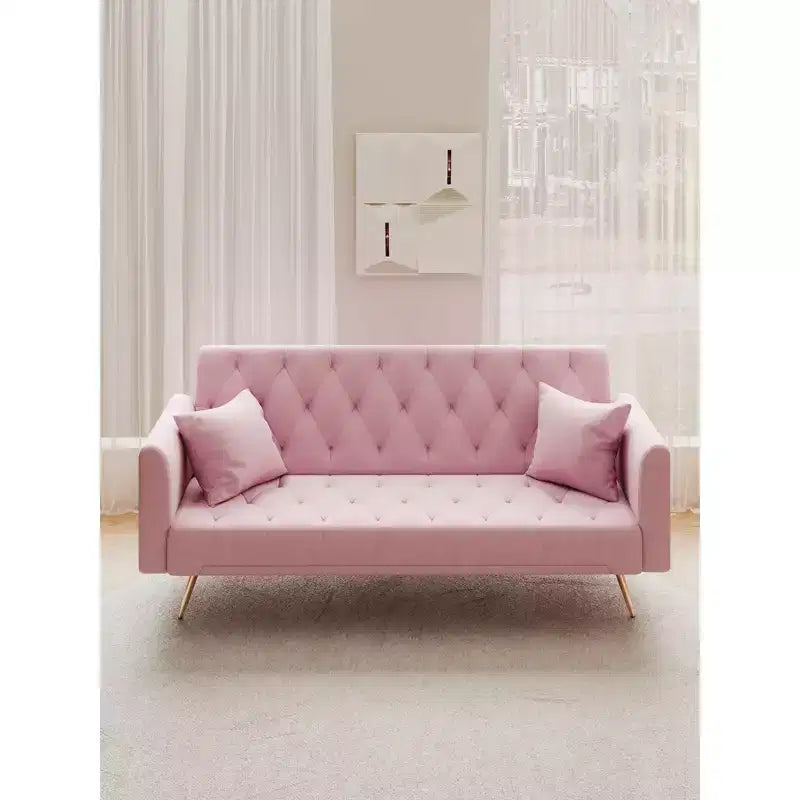 MAYEERTY Love Seat Vintahe Velvet Sofa Comfortable for Liviing Room Bedroom Pink