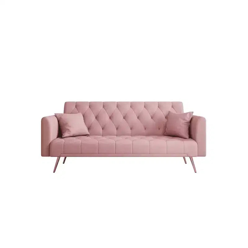 Causeuse Canapé Vintage en Velours Confortable pour Salon Chambre Rose