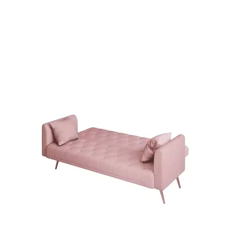 Causeuse Canapé Vintage en Velours Confortable pour Salon Chambre Rose