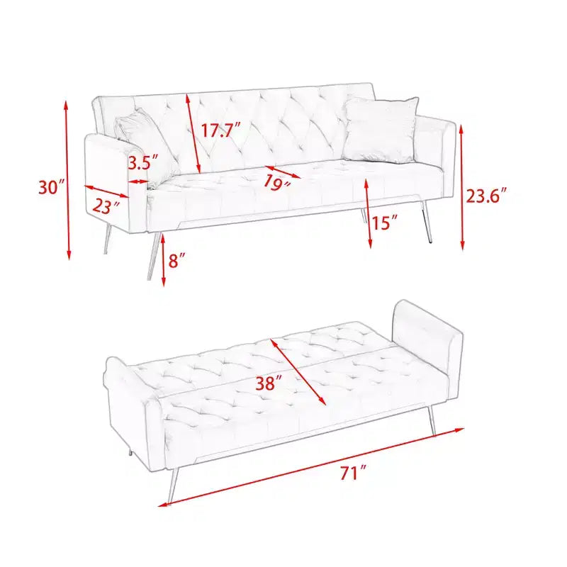 Causeuse Canapé Vintage en Velours Confortable pour Salon Chambre Rose