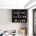 Meuble mural à 2 portes et motif tressé avec 3 niveaux de rangement et portes vitrées pour entrée/salle à manger/salon/cuisine