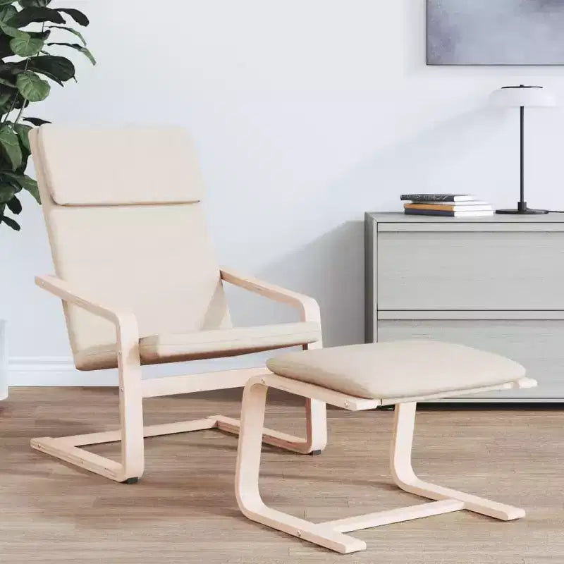 Repose-pieds ottoman Pouf Tabouret Pouf Siège de salon en tissu - Crème