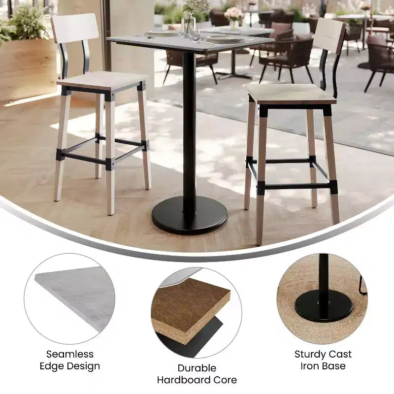 Table Acadia avec technologie HPL et piètement hauteur de bar