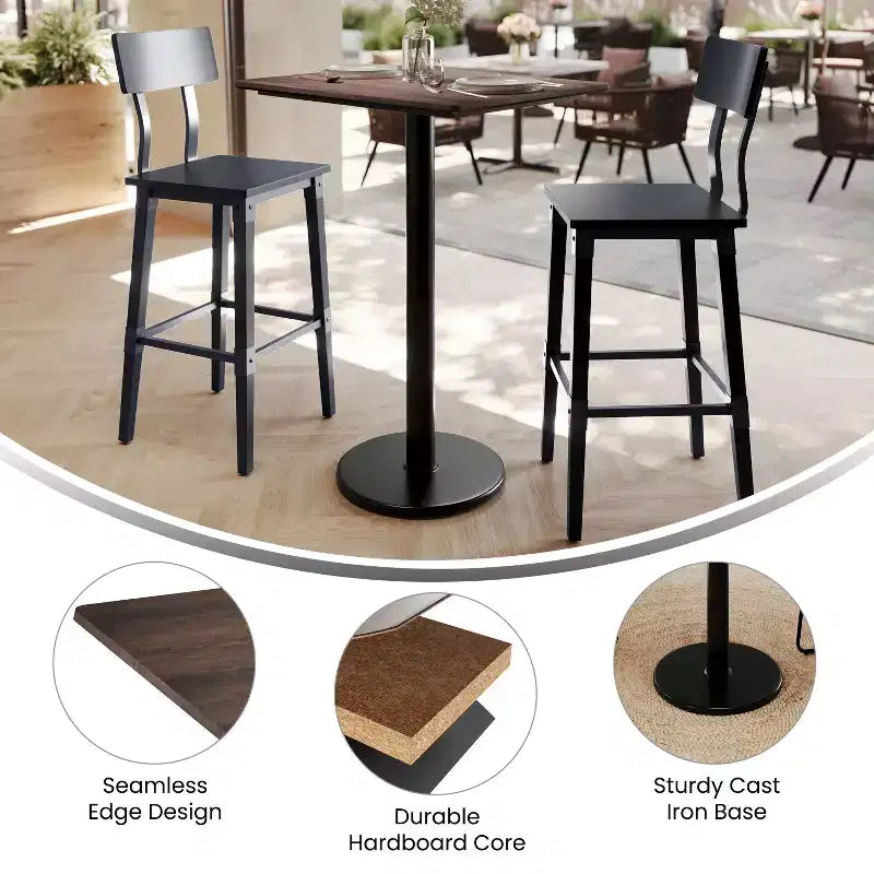 Table Acadia avec technologie HPL et piètement hauteur de bar