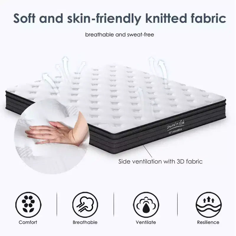Matelas hybride Anastasia Modern 12H avec ressorts ensachés individuellement