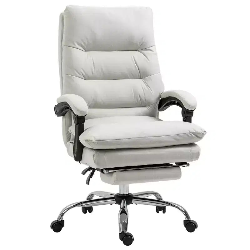 Fauteuil de bureau massant en microfibre, inclinable et chauffant avec repose-pieds, double rembourrage, roulettes pivotantes