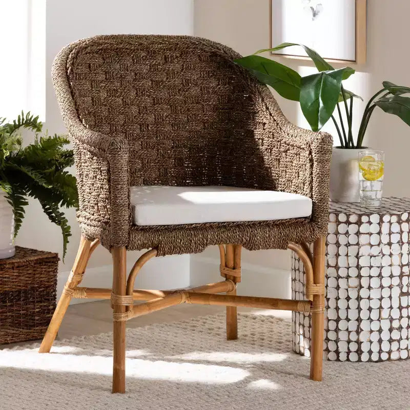 Fauteuil en jonc de mer et rotin Luis Jonc de mer naturel/Naturel