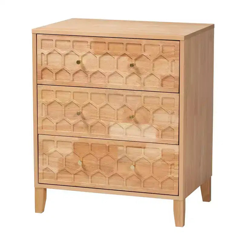 Commode 3 tiroirs Hosea nid d'abeille naturel