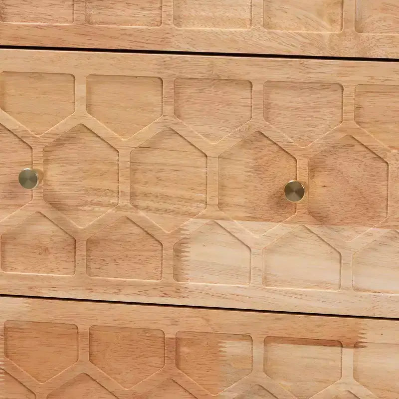 Commode 3 tiroirs Hosea nid d'abeille naturel