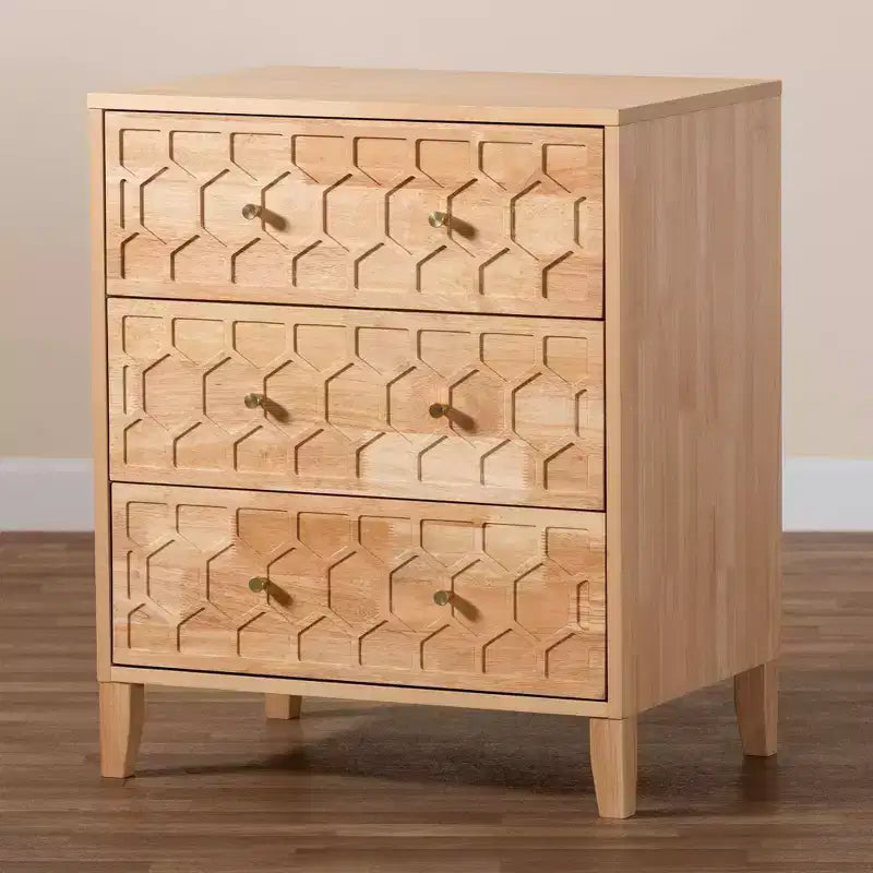 Commode 3 tiroirs Hosea nid d'abeille naturel