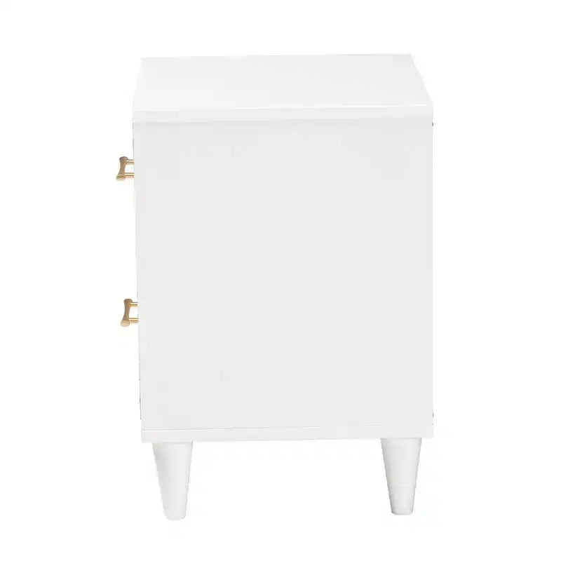 Table de chevet sculptée contrastante blanc/marron naturel