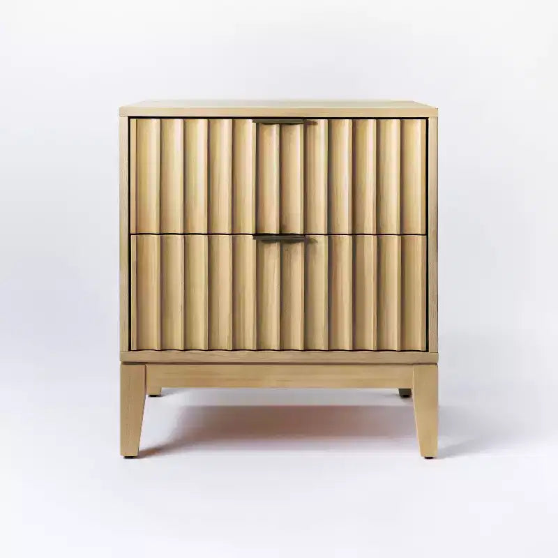 Table d'appoint festonnée en bois de Thousand Oaks avec tiroirs en bois naturel