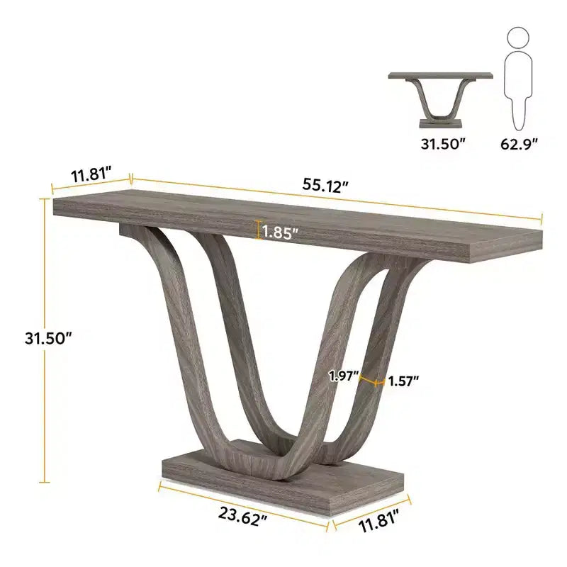 Table console de ferme 55" gris clair