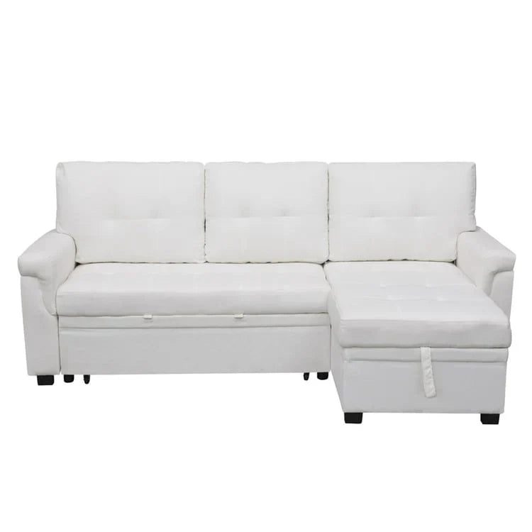 Canapé d'angle réversible convertible avec lit gigogne, méridienne de rangement et pieds durables
