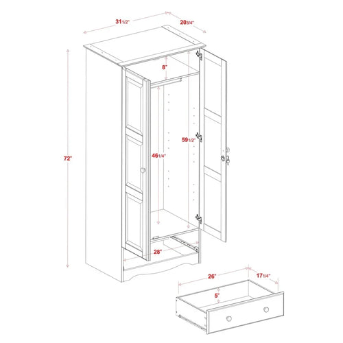 Armoire garde-robe modulable 100 % en bois massif avec poignées en métal ou en bois