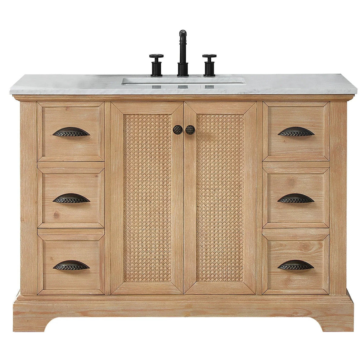 Meuble sous-vasque Hervas avec plateau en marbre naturel, sans miroir