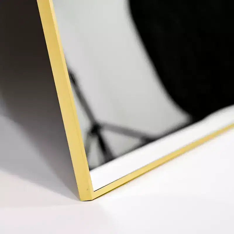 Miroir pleine longueur 18x58 rectangle à poser pour salle de bain et entrée, noir/doré
