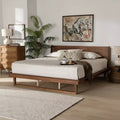 Baxton Studio Macayle Mid-Century Modern Walnut Wood Platform Bed
