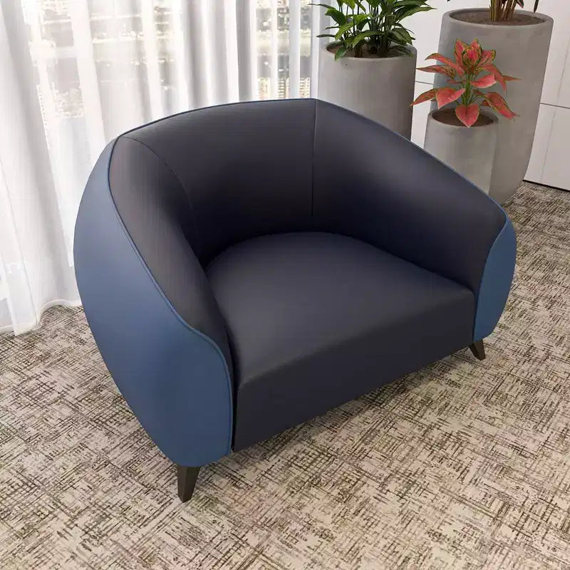 Fauteuil accent en cuir une place avec pieds en acier inoxydable, noir/blanc