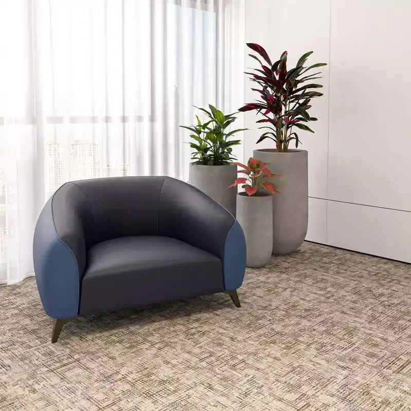 Fauteuil accent en cuir une place avec pieds en acier inoxydable, noir/blanc